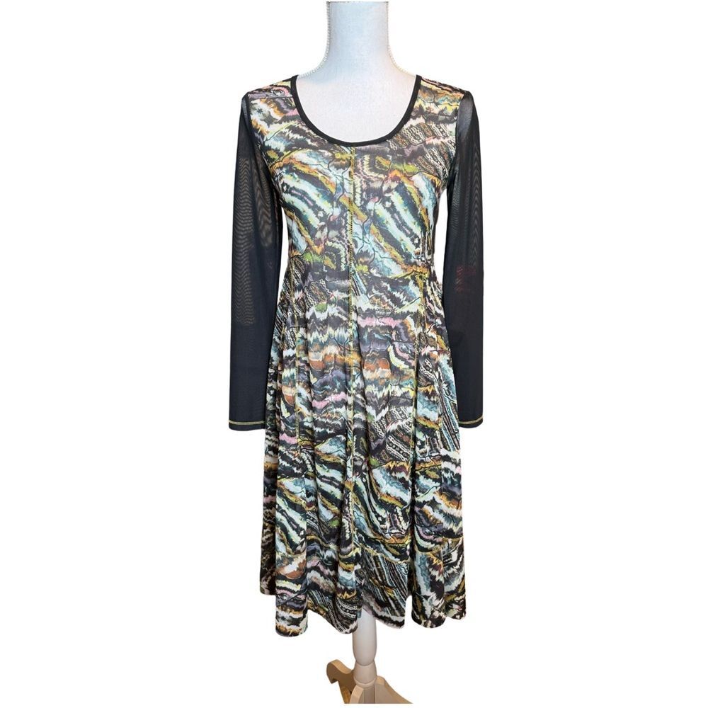 NWT Sun Light mesh knee-length dress Multicolor. Medium